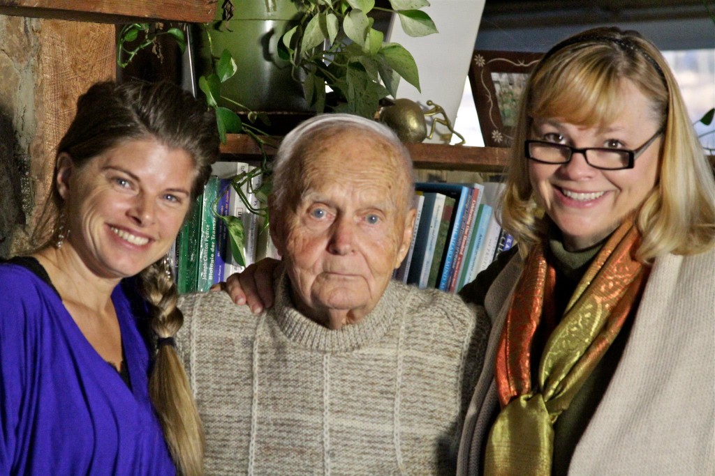 At Joe's home with the film crew interviewing him for the Love Bomb documentary in 2013. Rhea Zimmerman, filmmaker, Joe and Lisa Reagan.