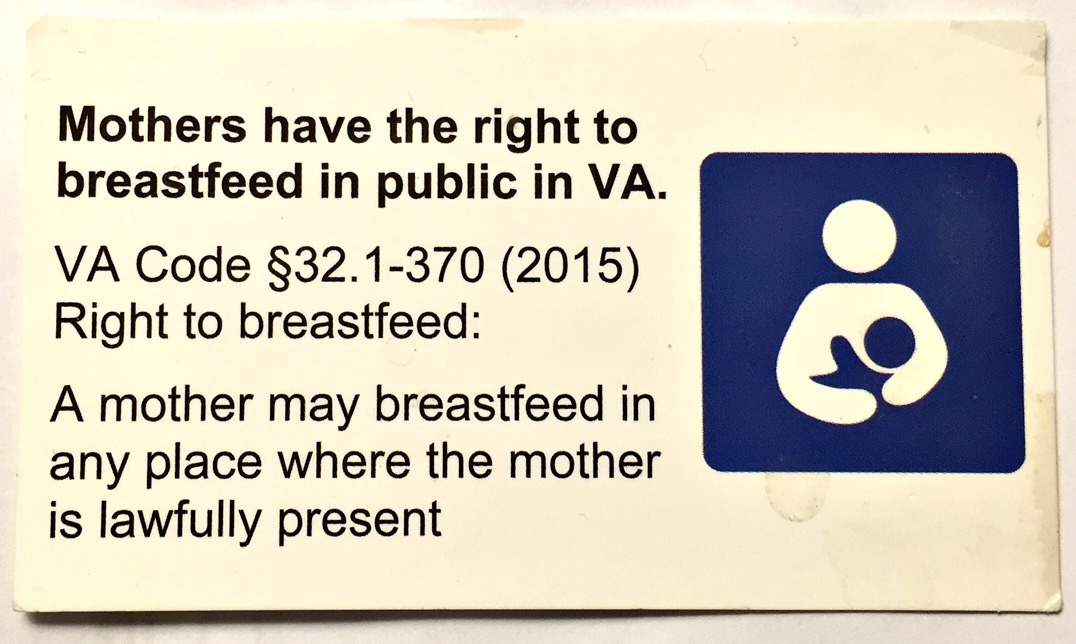 The card referenced in this article was recreated by the VA Breastfeeding Laws after the article ran.